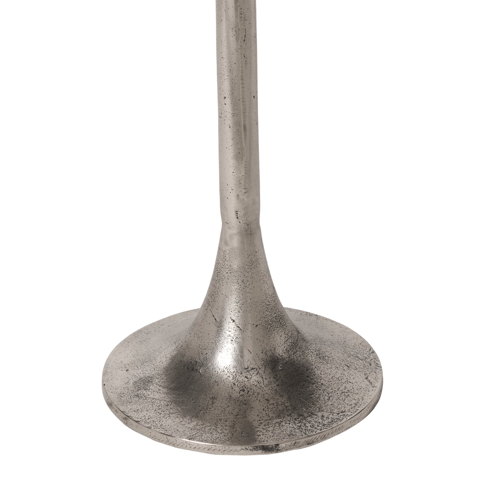 Eloa table with a round white marble top and a silver metal base