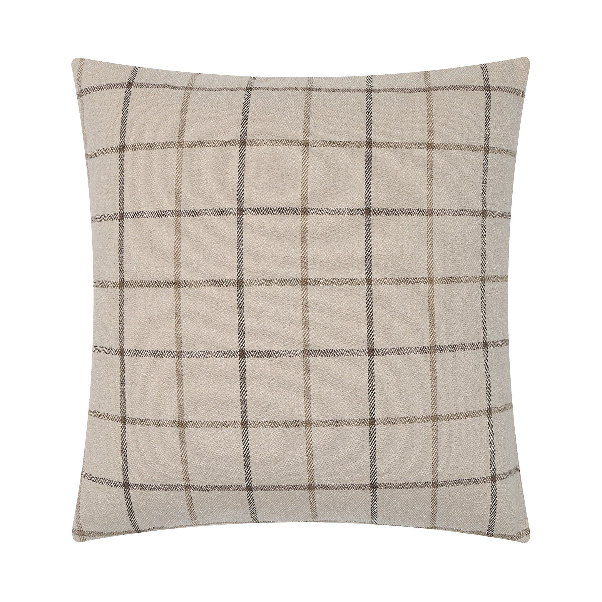 Thornhill pillow featuring a beige fabric with a brown plaid pattern.