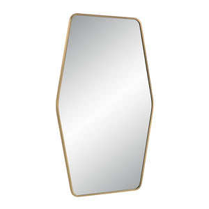 Mocha Wall Mirror angled view showcasing its hexagonal shape and gold frame