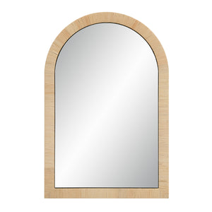 Tally Wall Mirror with an arched design and natural woven frame