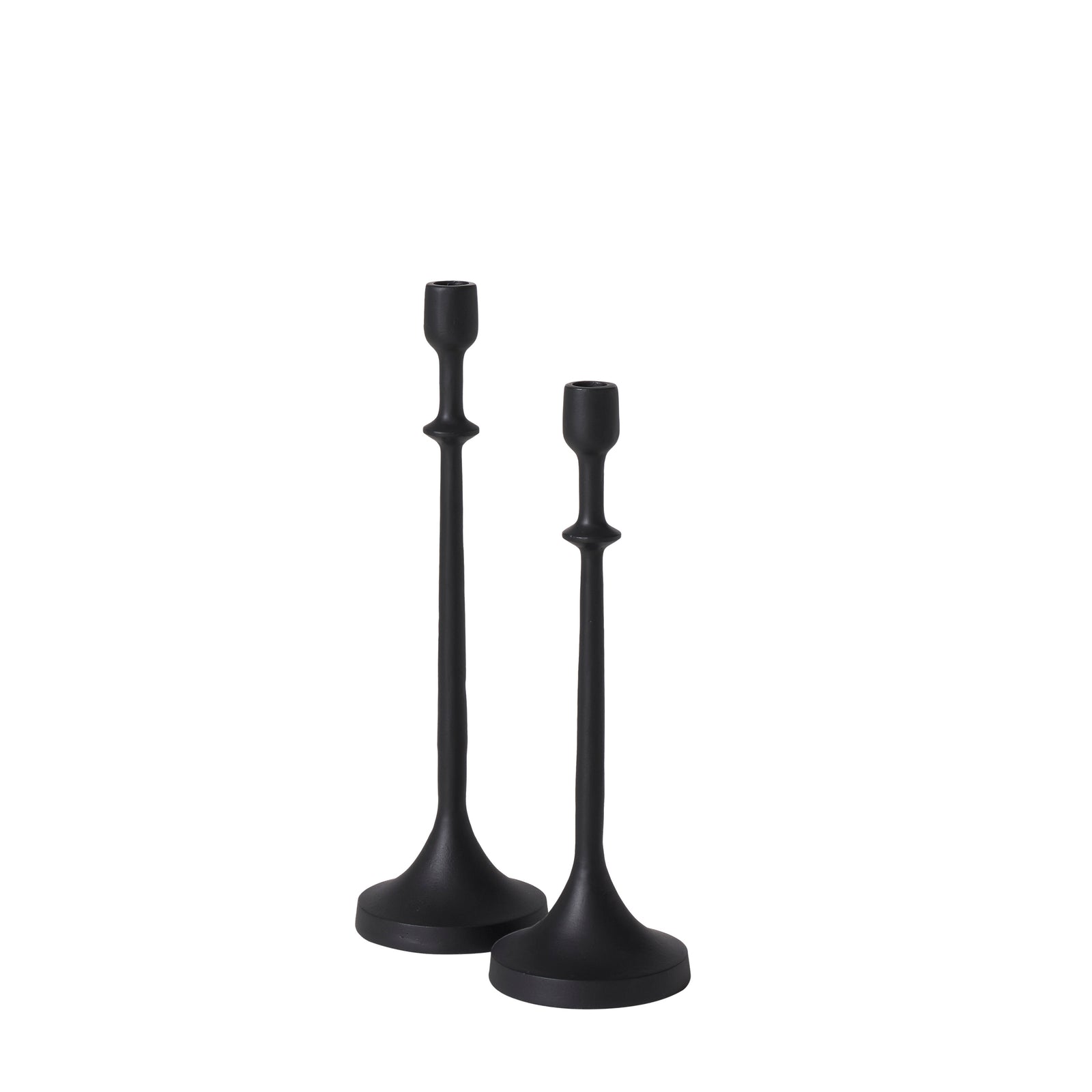Albero Candle Holder set in black, featuring two tall candle holders with elegant shapes.