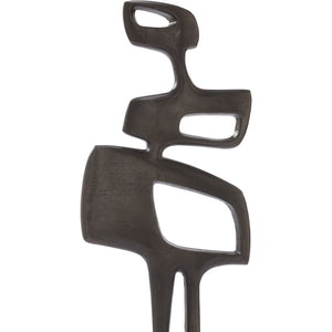 Pacino Indoor Aluminum Statue in Antique Nickel, close-up of abstract features