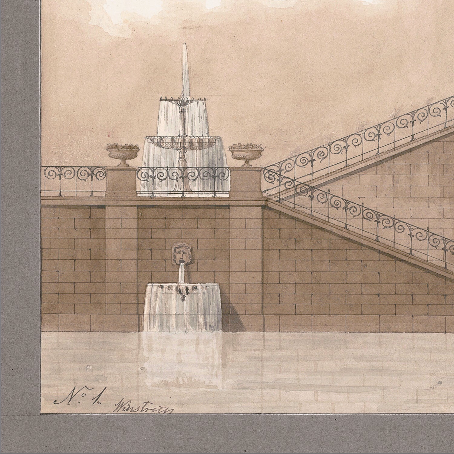 detail view of Italian Villa Facade I, C. 1838 luxury Artwork