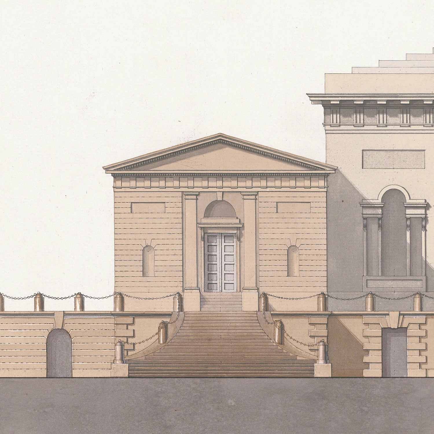 front view of Italian Villa Facade III, C. 1838 luxury Artwork