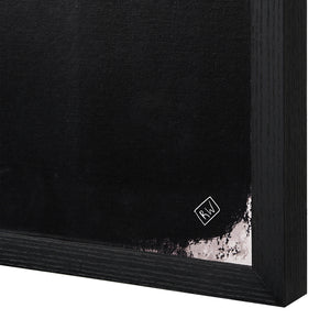 Watson wall decor featuring a black canvas with a textured edge and a subtle signature.