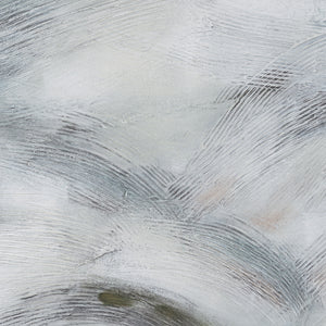 Becks canvas art detail highlighting abstract gray and white brush strokes
