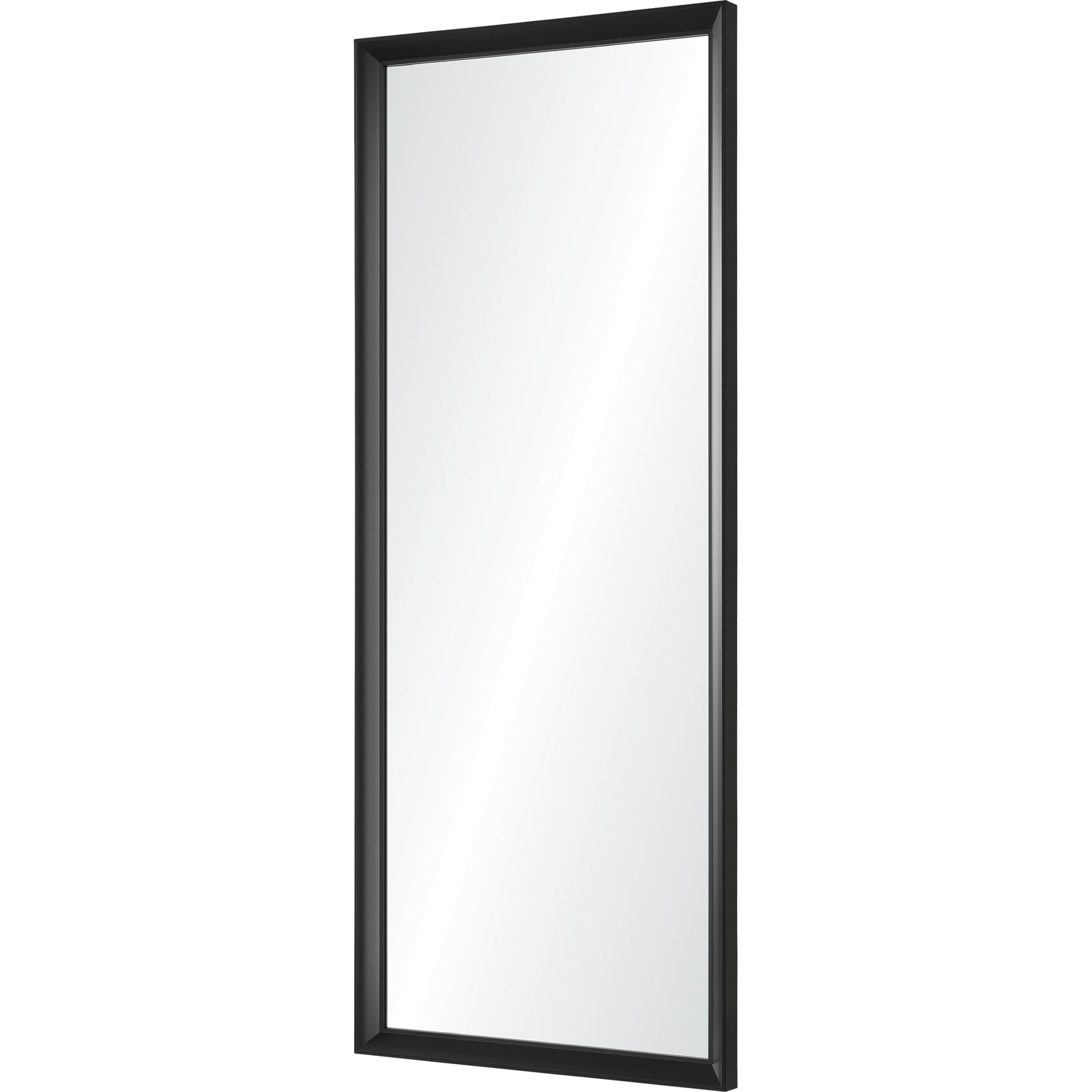 Delacorte Wall Mirror with a sleek black frame, showcasing a reflective surface.