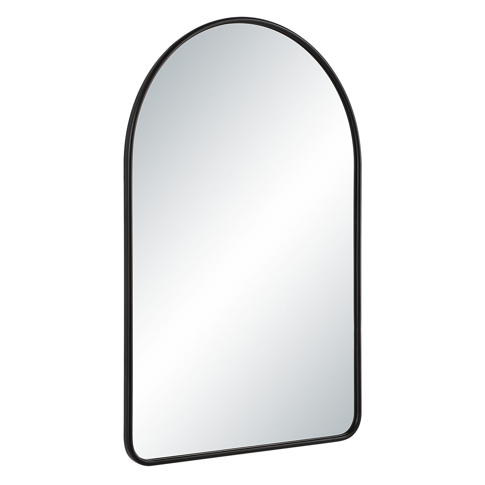 Cascais mirror with a black frame, arched top, and clear reflective surface.