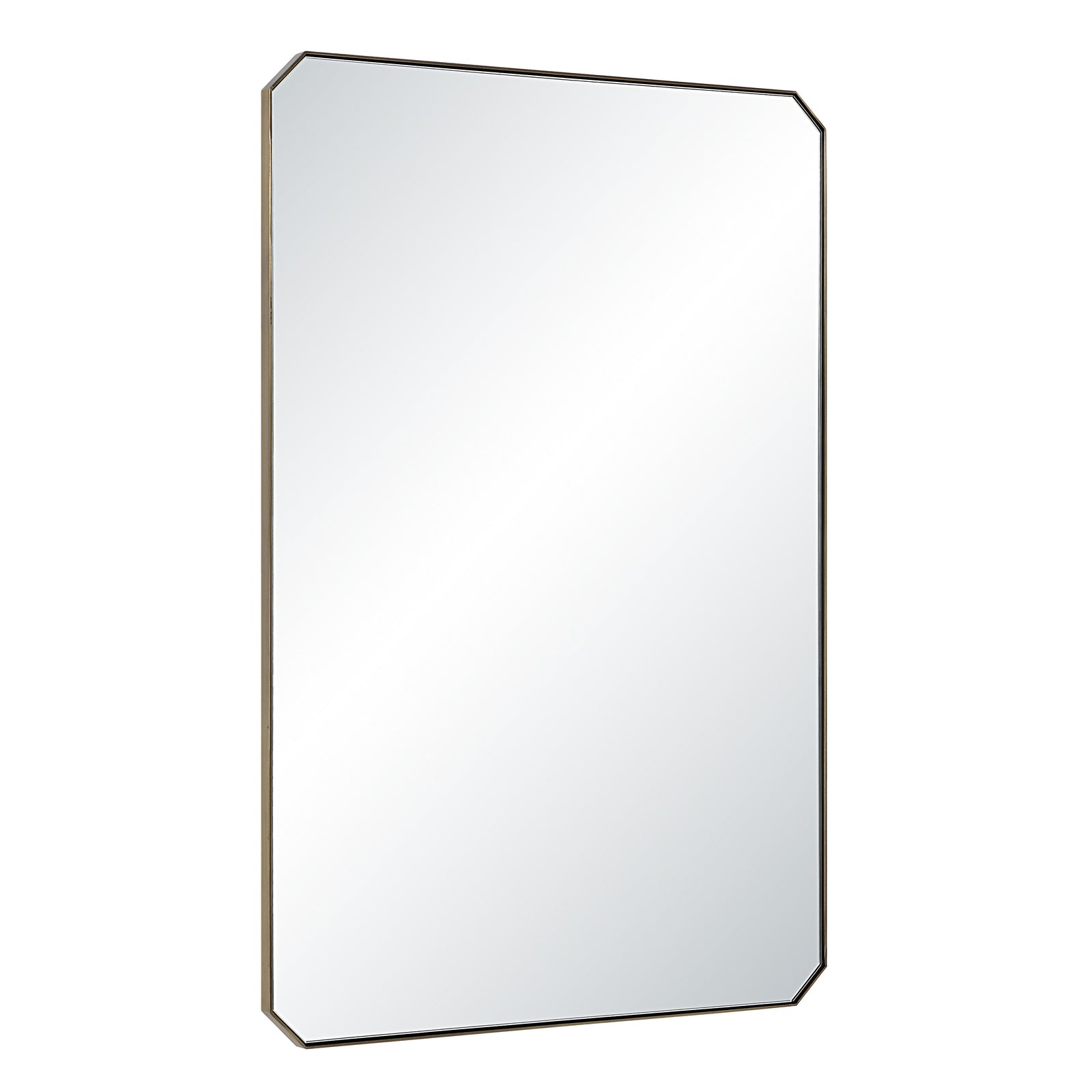 Nate mirror by Renwil, rectangular shape with octagonal corners, silver frame.