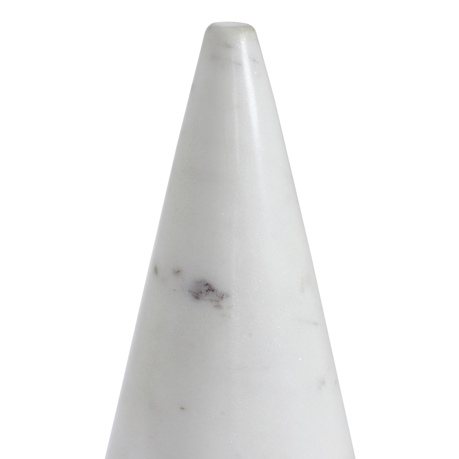Silica statue by Renwil, white marble cone shape with smooth surface.
