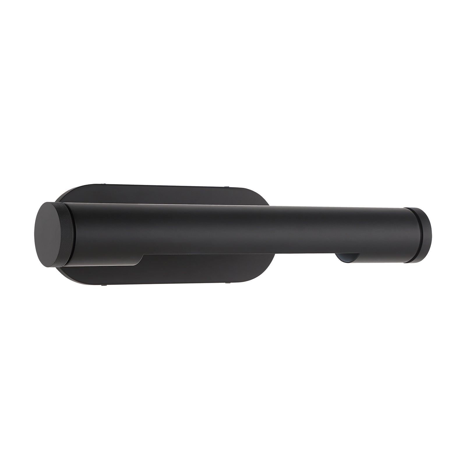 Oleandro Wall Sconce in black with a sleek cylindrical design and a chrome accent.