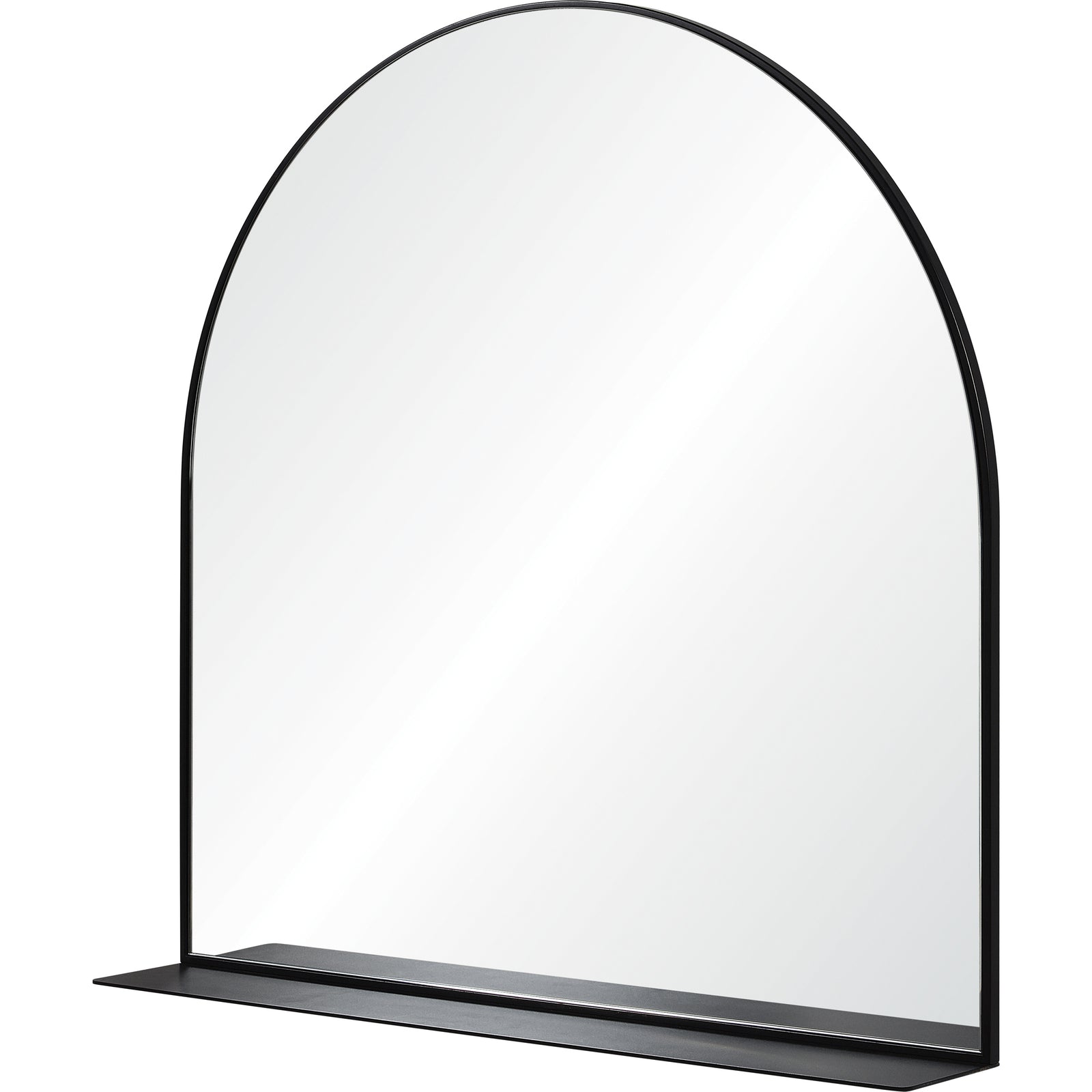Wearstley Wall Mirror with an arched top and black frame, showcasing a clear reflective surface.