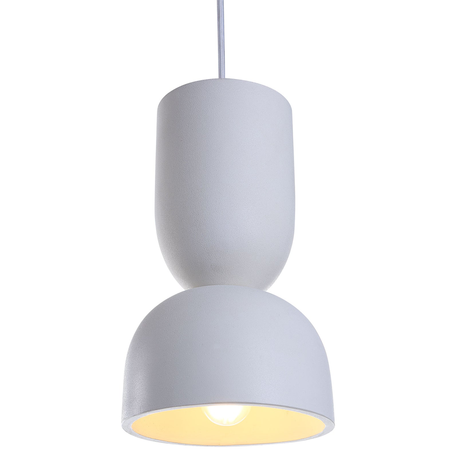 Kala Ceiling Fixture in white, featuring a modern design with a cylindrical top and rounded bottom.