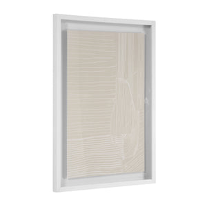 Side view of Marlon wall art in a white frame, showcasing its beige design.