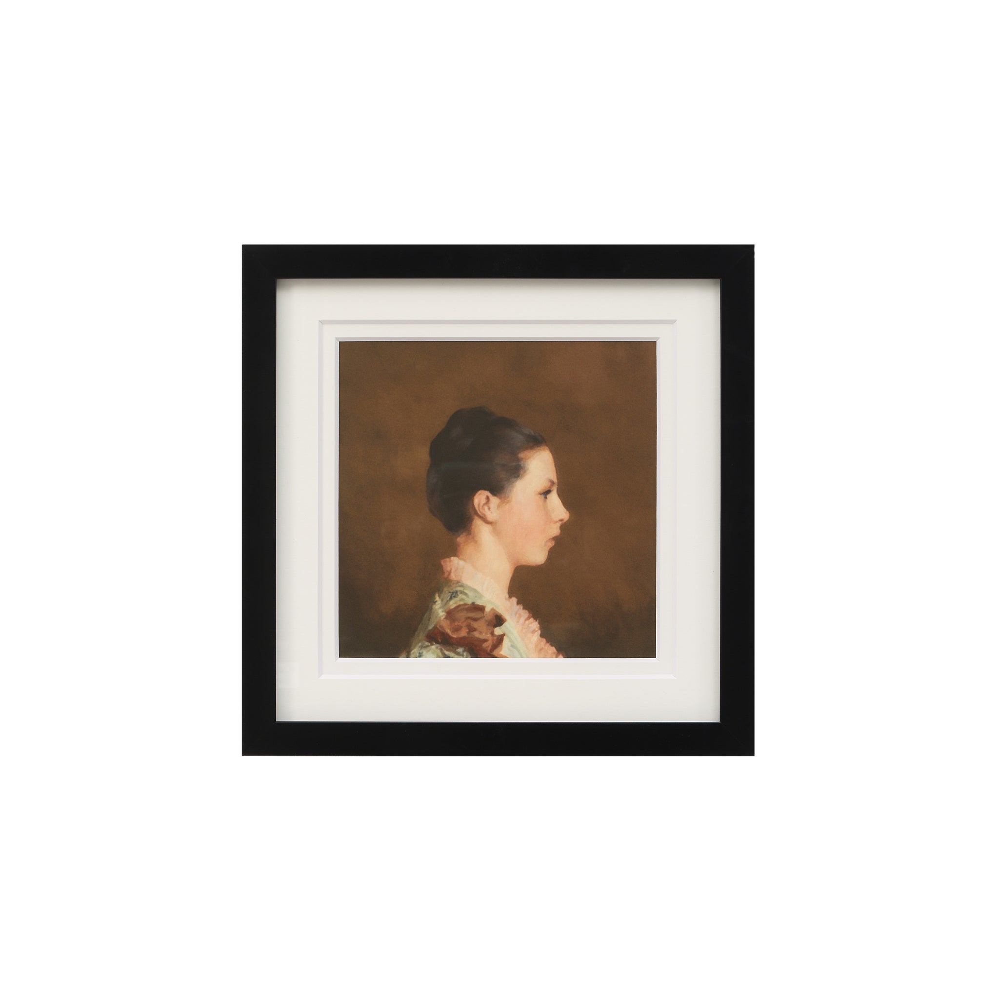 Madeleine canvas art featuring a profile portrait of a woman in a floral garment.
