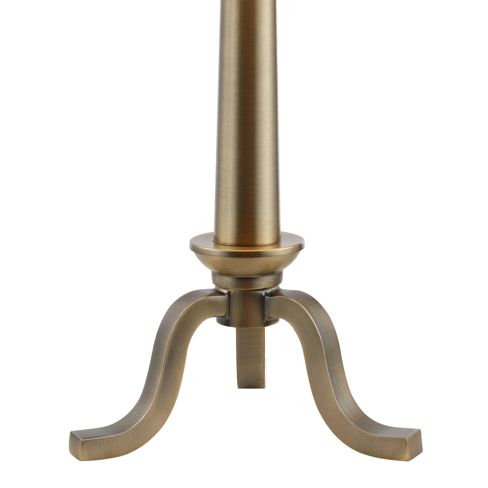 Close-up of Lucerna Table Lamp's antique brass base and elegant design