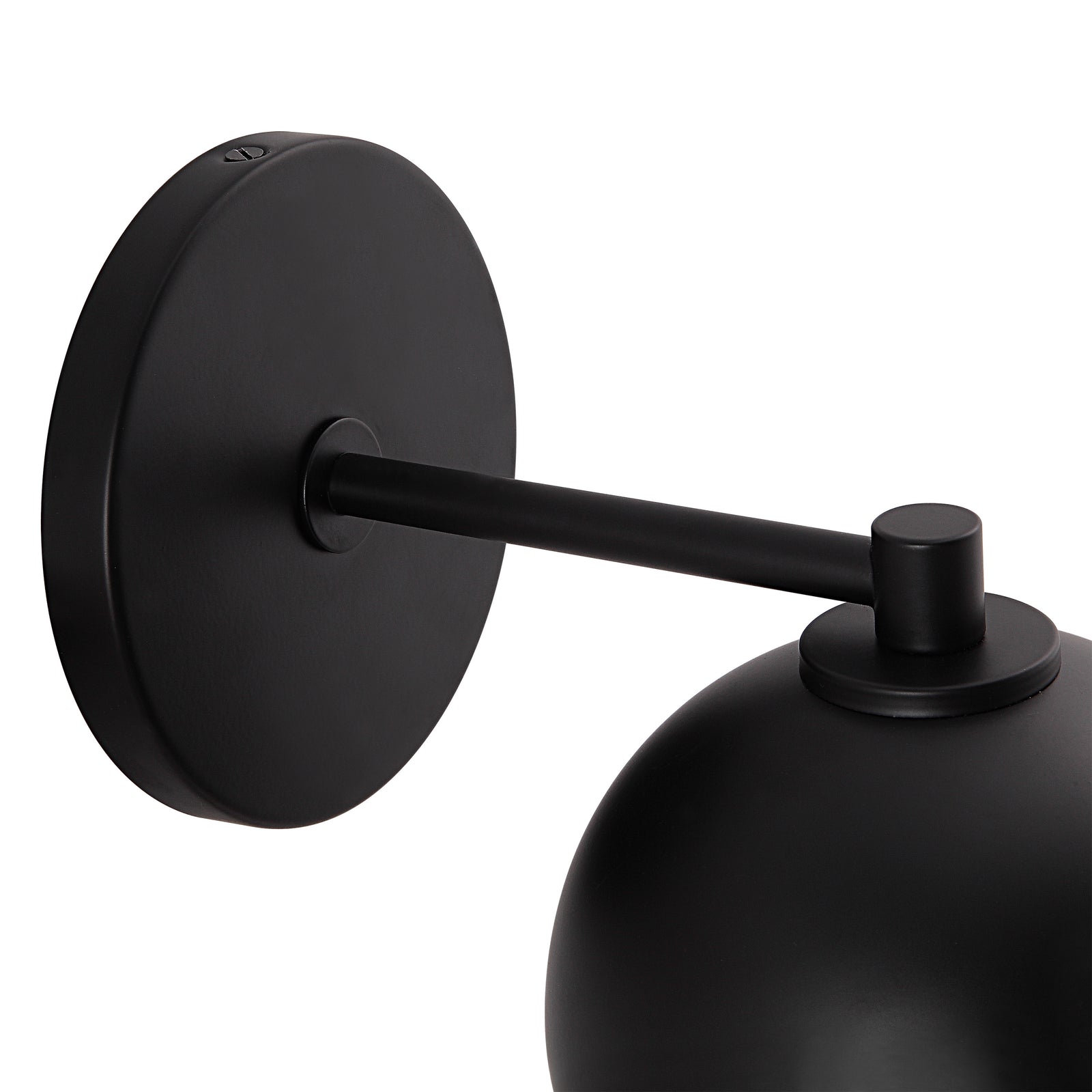 Atia Wall Sconce in matte black with a round shade and wall mount