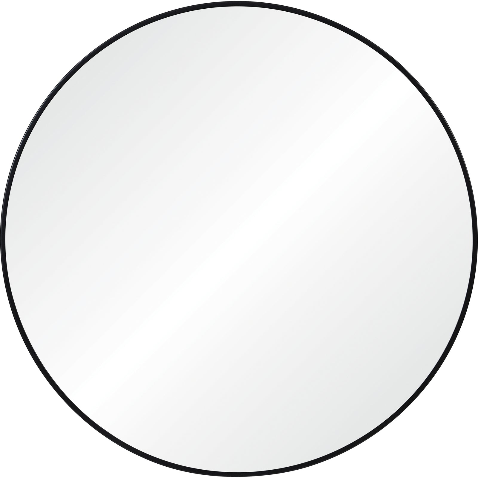 Claribel Wall Mirror with a round shape and black frame, featuring a reflective surface.