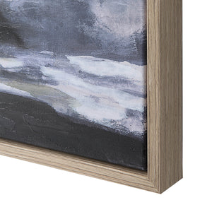 Close-up view of Catania canvas art, highlighting the textured surface and muted color palette.