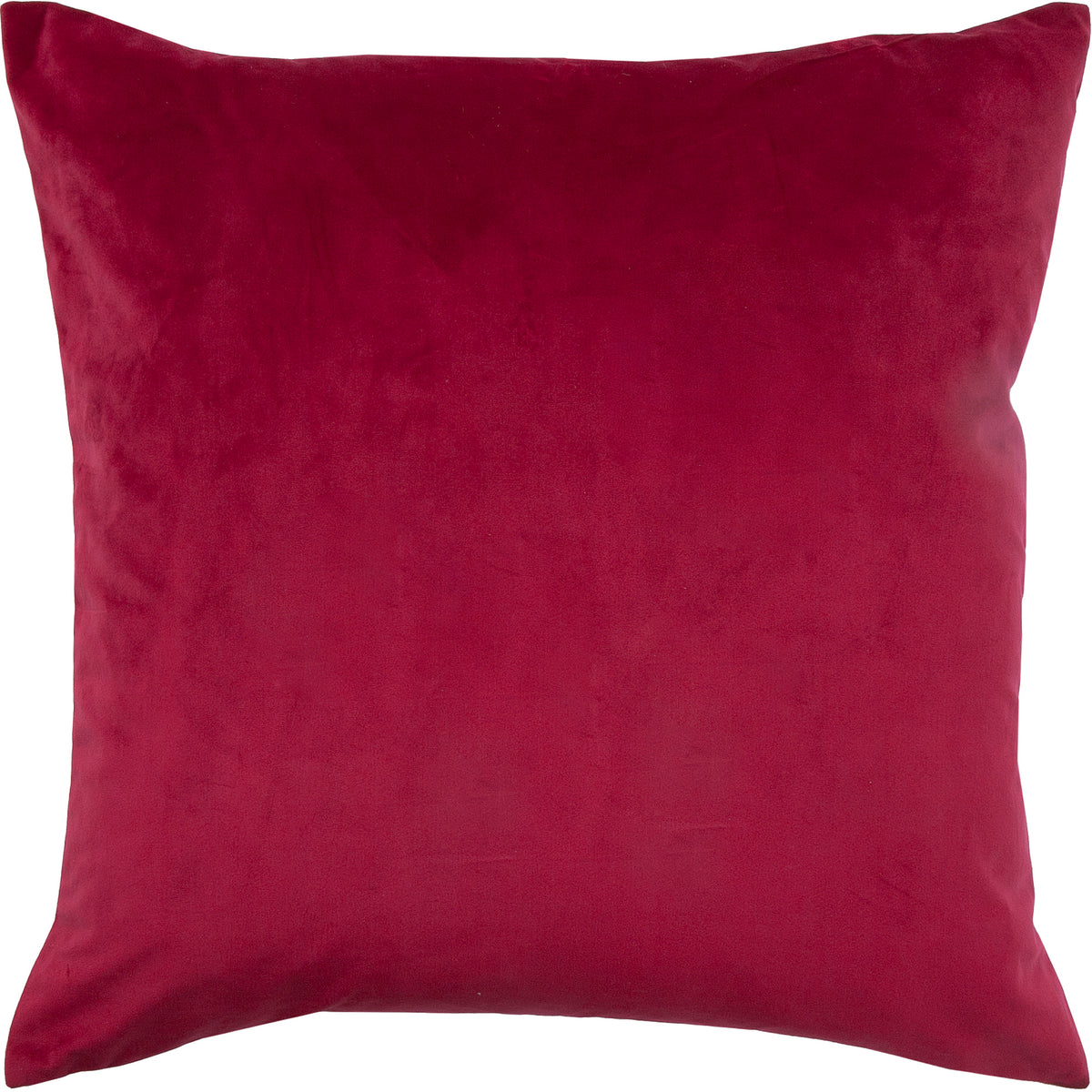 Cora Indoor Pillow in rich burgundy velvet, showcasing a smooth, plush texture.