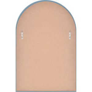 Back view of the Faiza Wall Mirror, featuring a beige backing with mounting hardware.