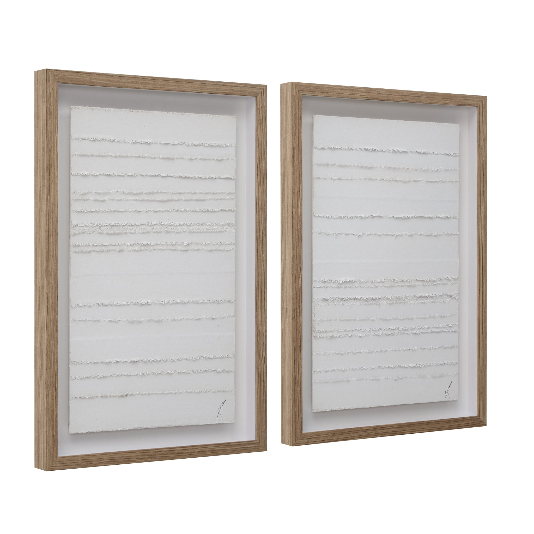 Trax wall art by Renwil showing two framed artworks with white textured stripes.