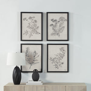 Basset Canvas Art arranged on a wall with a lamp and decorative vases on a wooden table.