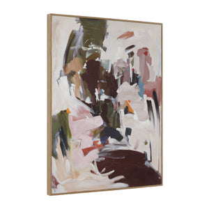 Valenca canvas art displayed at an angle, showcasing abstract colors and textures.