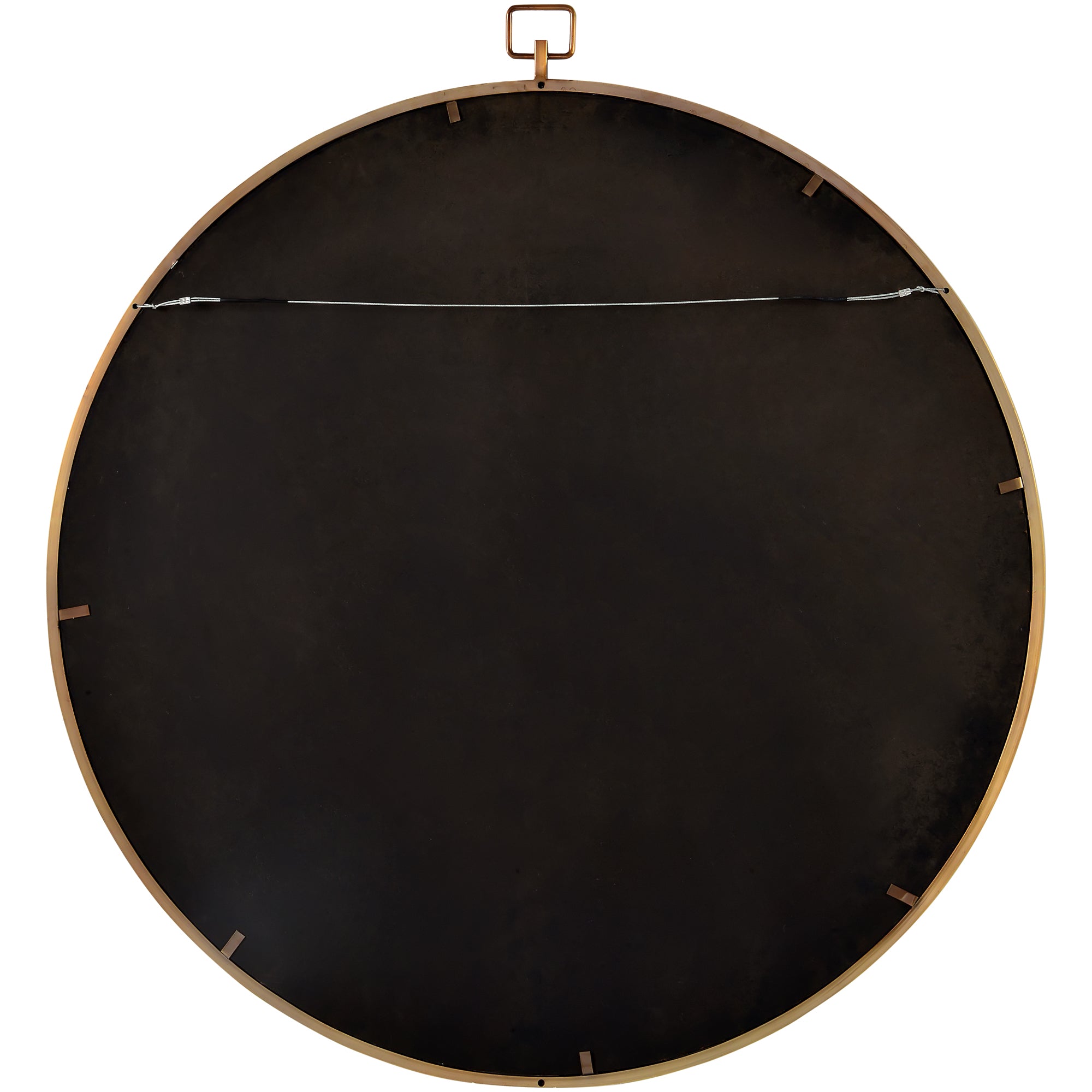 Azam Wall Mirror back view showing a black backing and hanging hardware.