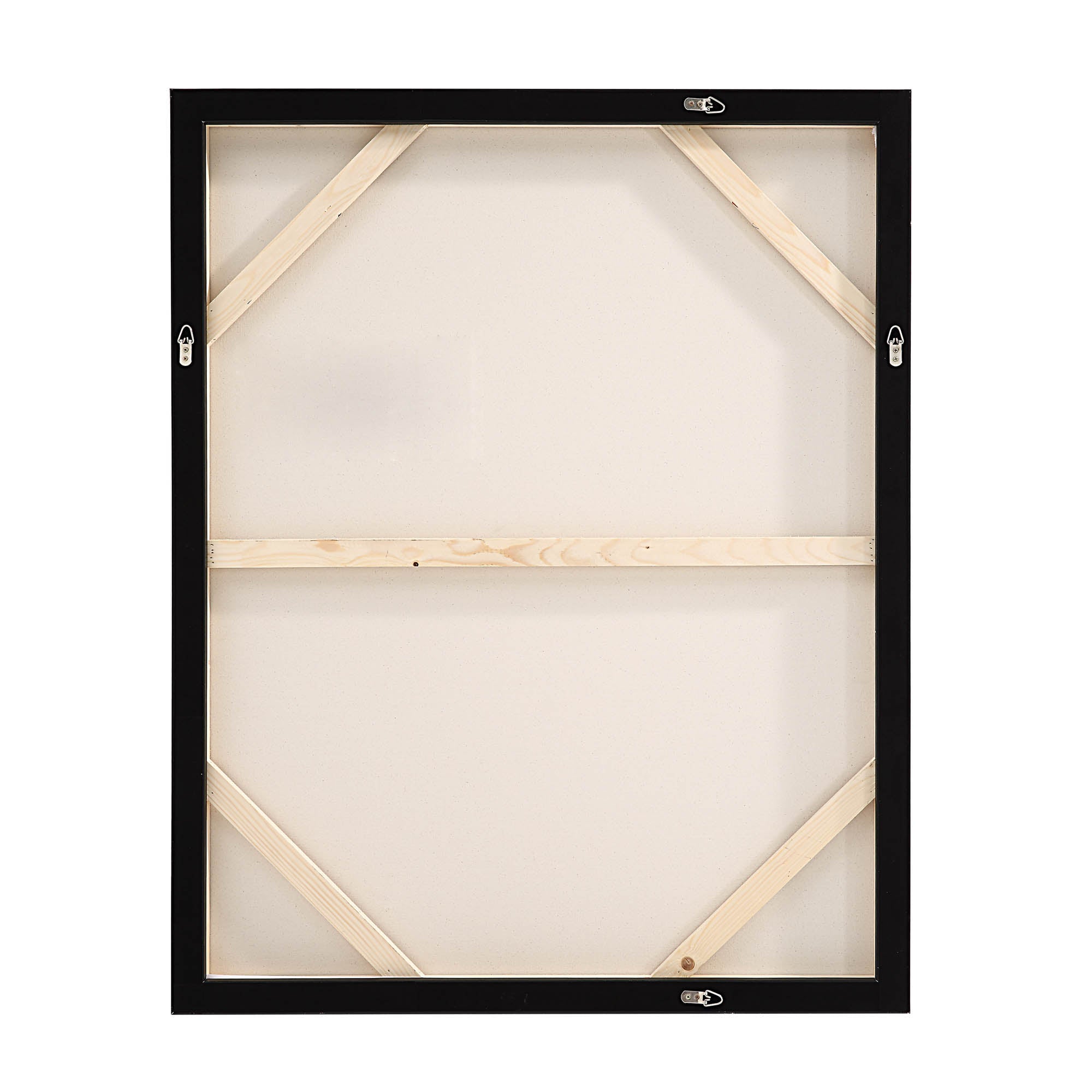 Back view of Haiku Canvas Art by Renwil, showing wooden frame and mounting hardware