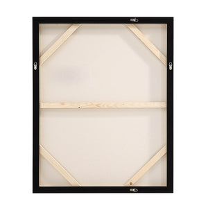 Back view of Haiku Canvas Art by Renwil, showing wooden frame and mounting hardware