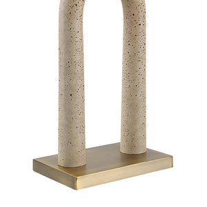 Close-up of Primula table lamp's beige base and brass square base