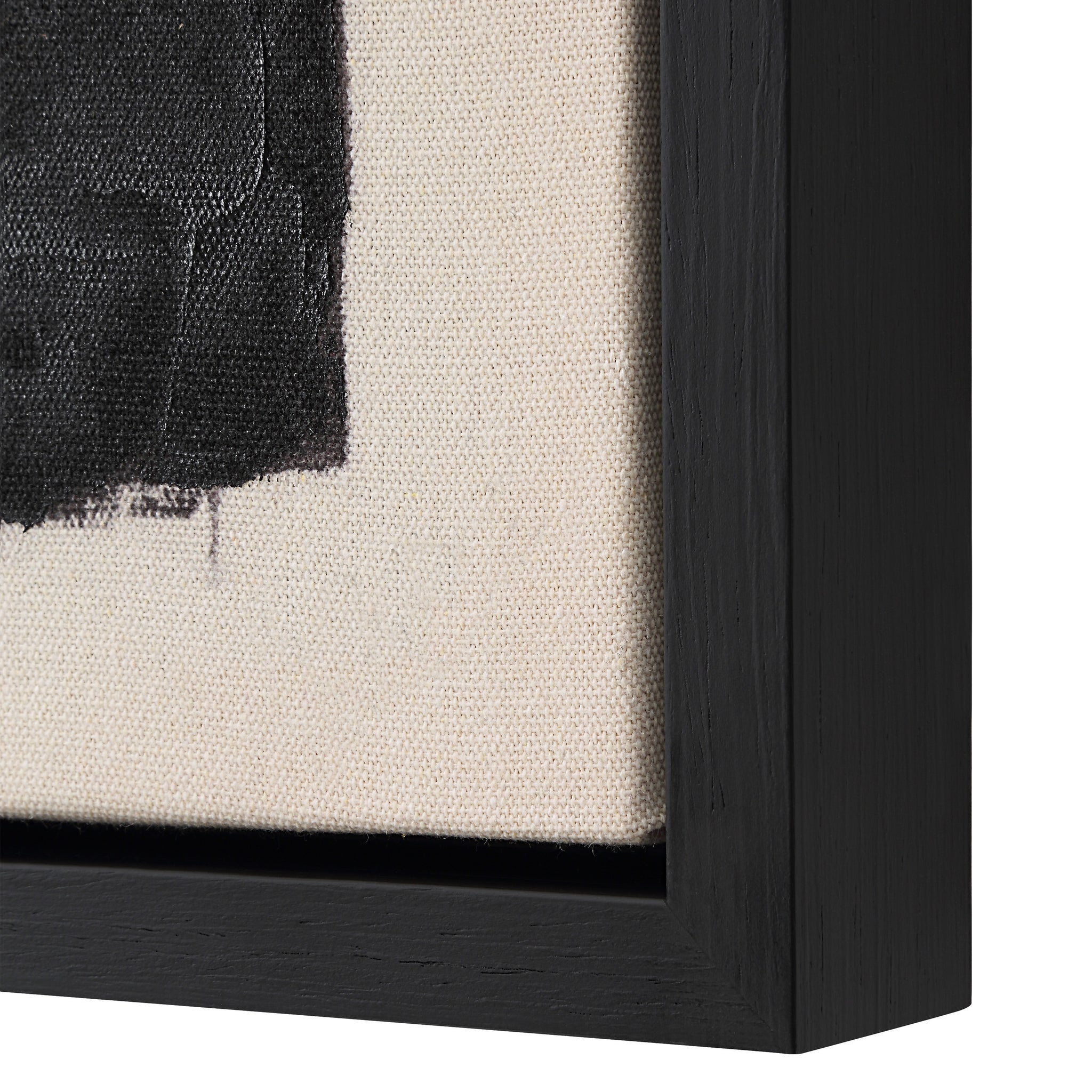 Asia Canvas Art by Renwil, black abstract design on beige canvas with black frame