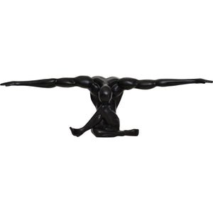 Mortal Statue by Renwil, black wall art showing a muscular figure with arms outstretched.