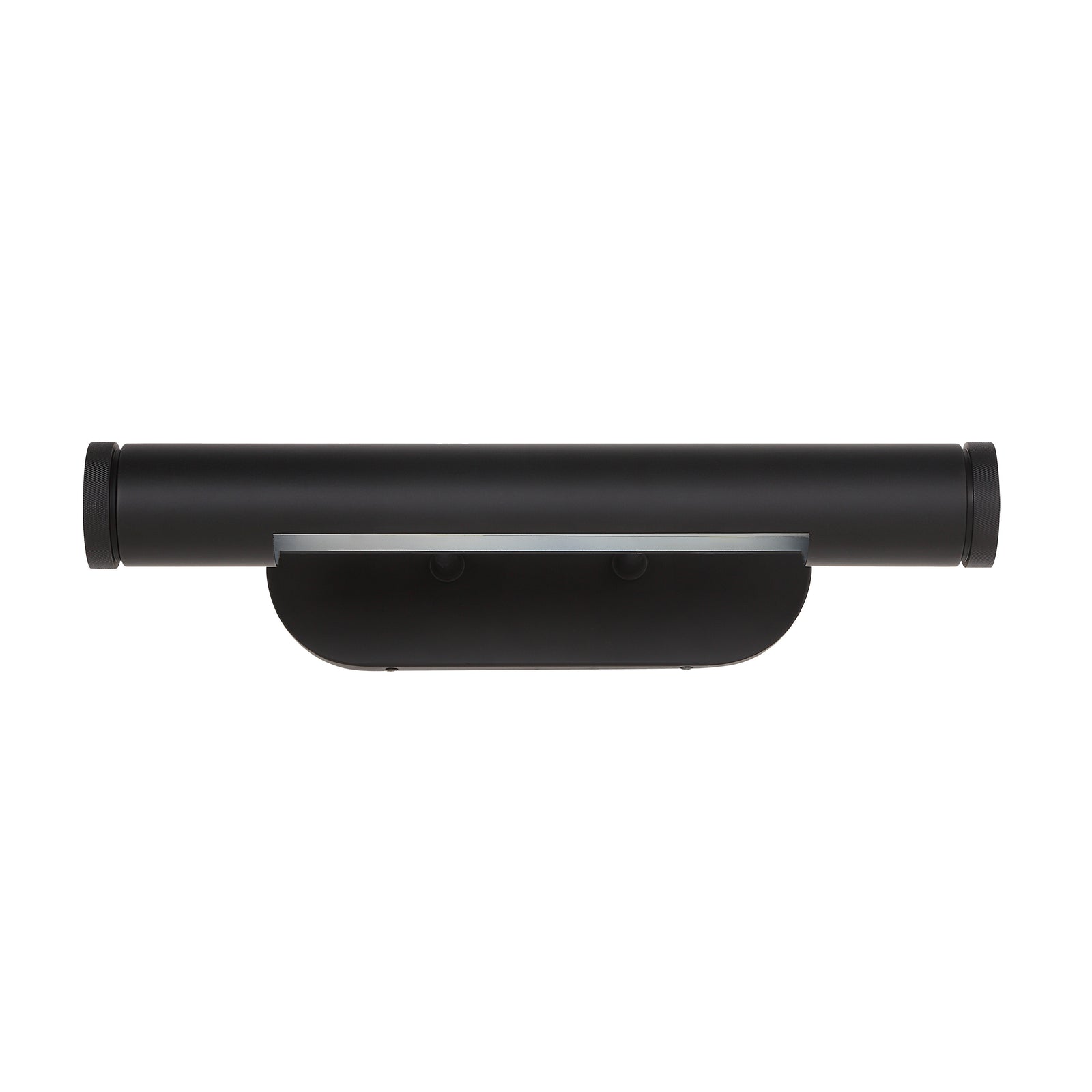 Oleandro Wall Sconce in black with a sleek cylindrical design and a chrome accent.