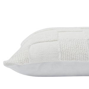 Profile view of Terrah Indoor Pillow showcasing its white texture