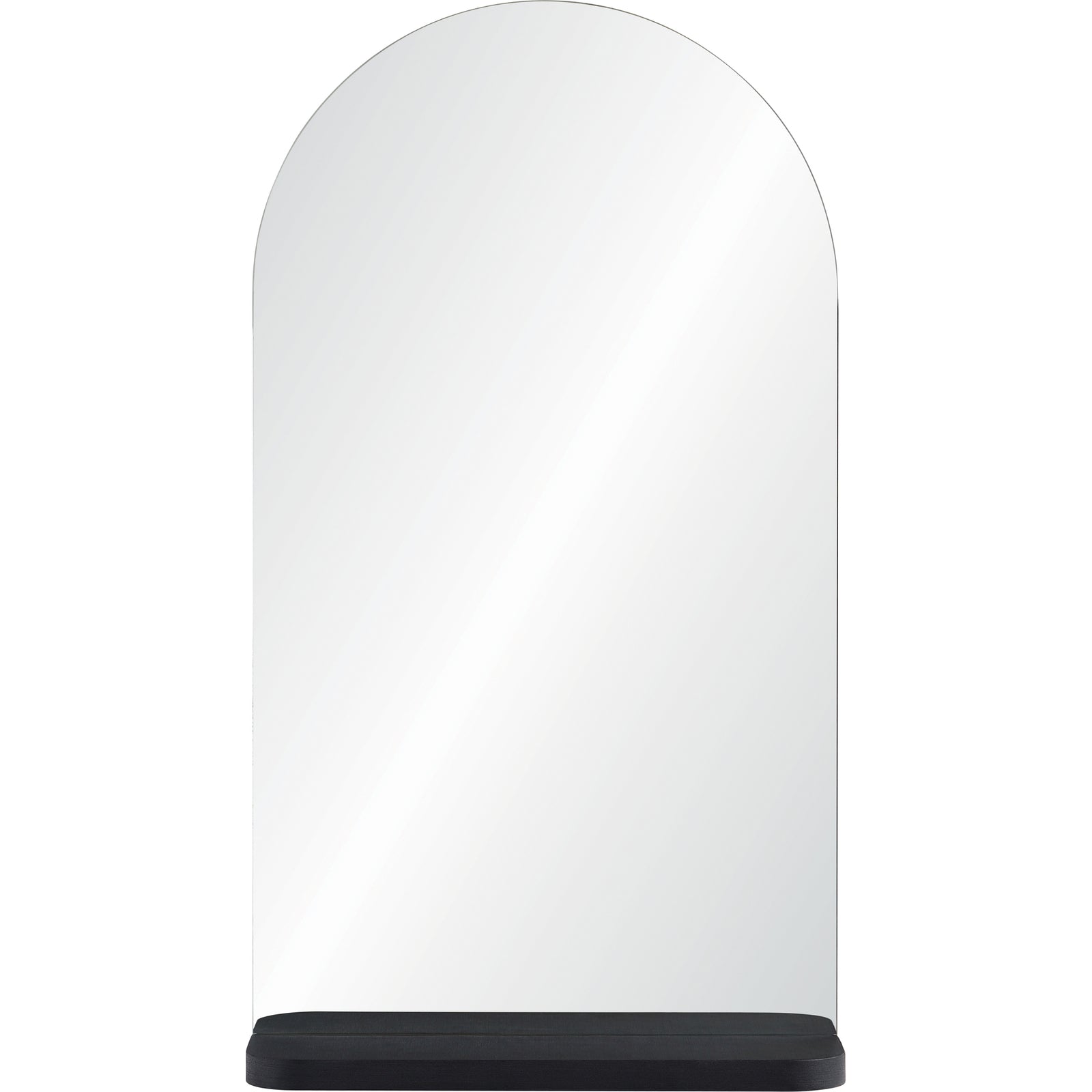 Lucila Wall Mirror with an arched top and black base, front view