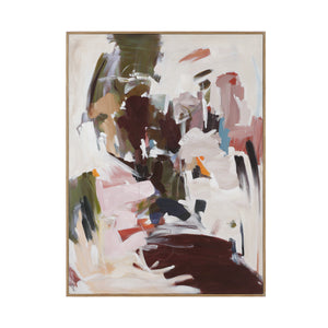 Valenca canvas art featuring abstract brush strokes in earthy tones and pastels.