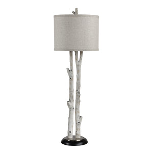 Leandro Table Lamp with a textured beige shade and white branch-style base.