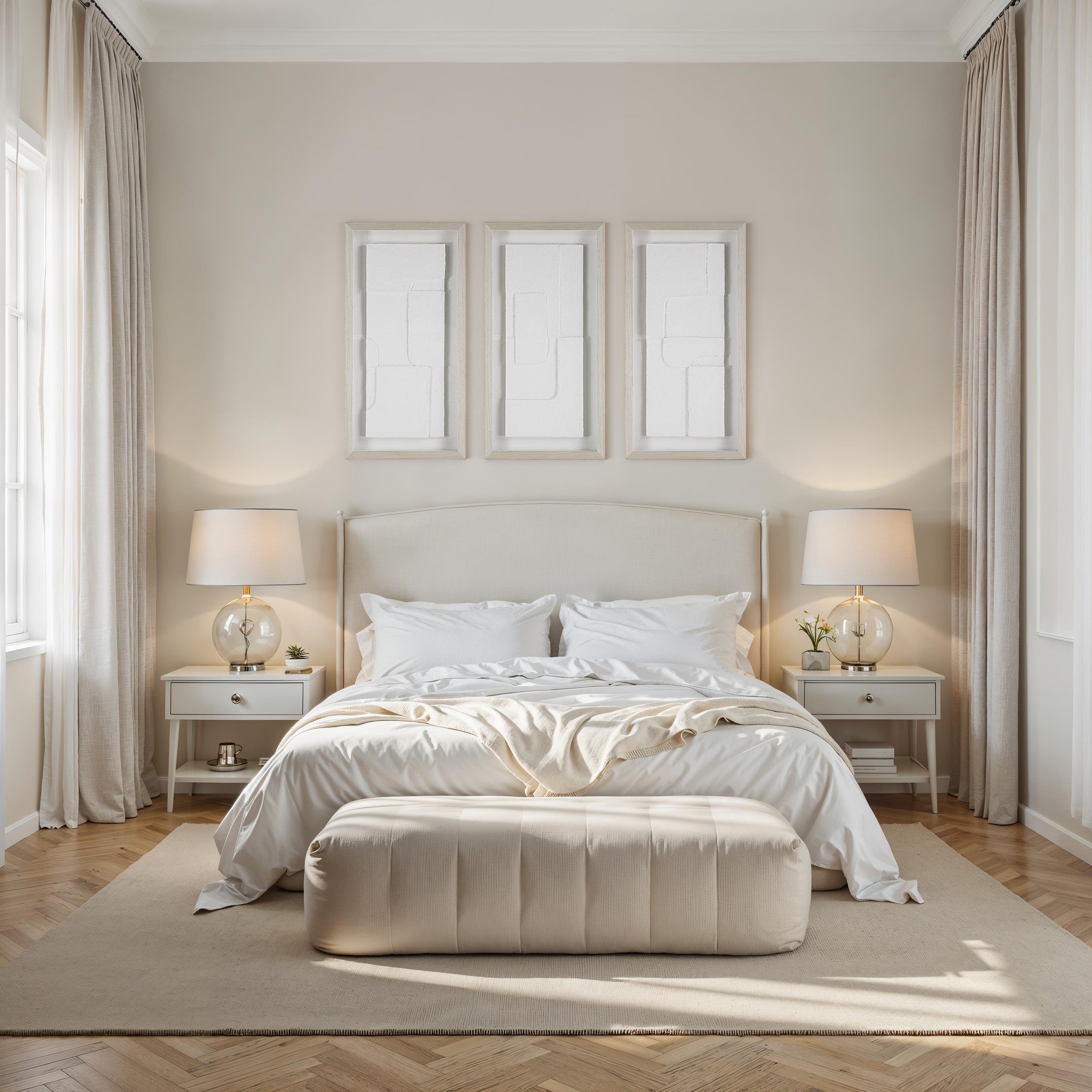 Arches wall art by Renwil displayed above a bed in a modern bedroom setting