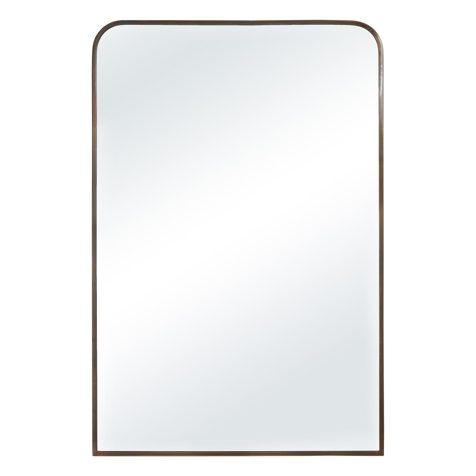 Jackline mirror by Renwil with a rounded top and bronze frame, showcasing a clear reflective surface.