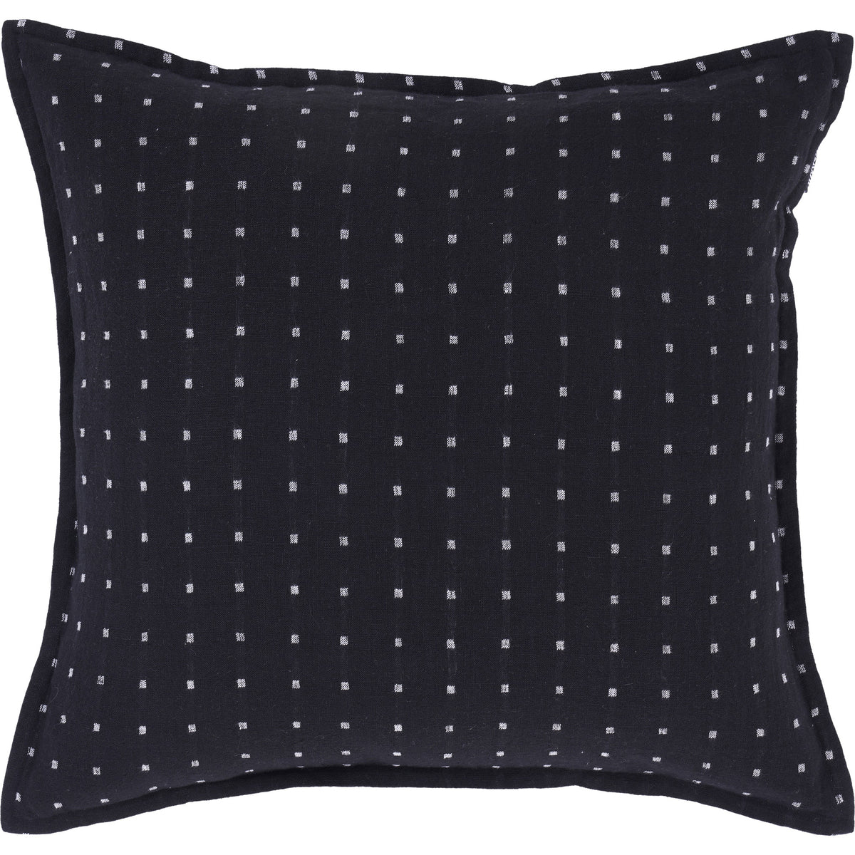 Brittany Indoor Pillow in black with white square pattern, showcasing textured fabric.