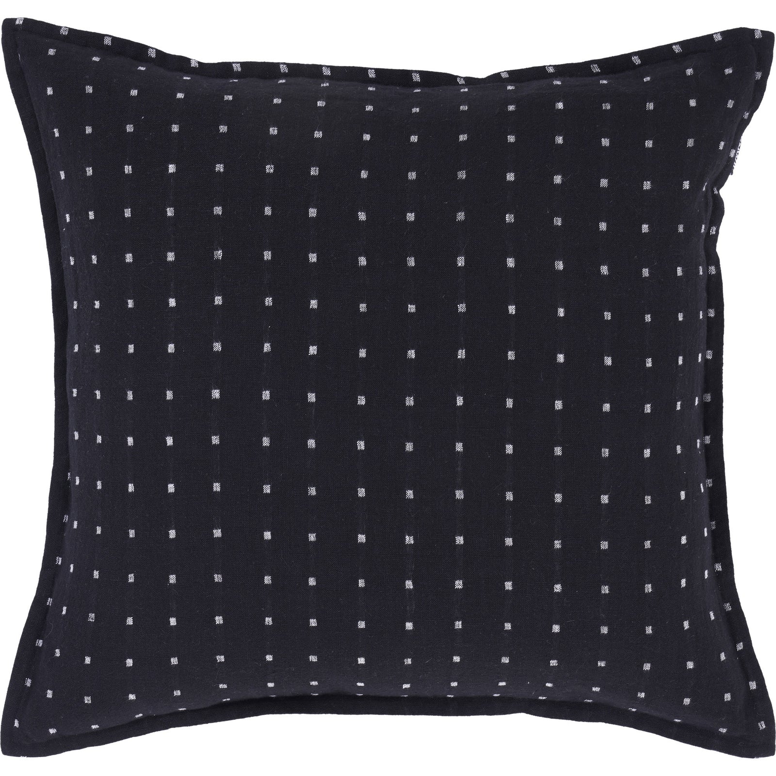 Brittany Indoor Pillow in black with white square pattern, showcasing textured fabric.