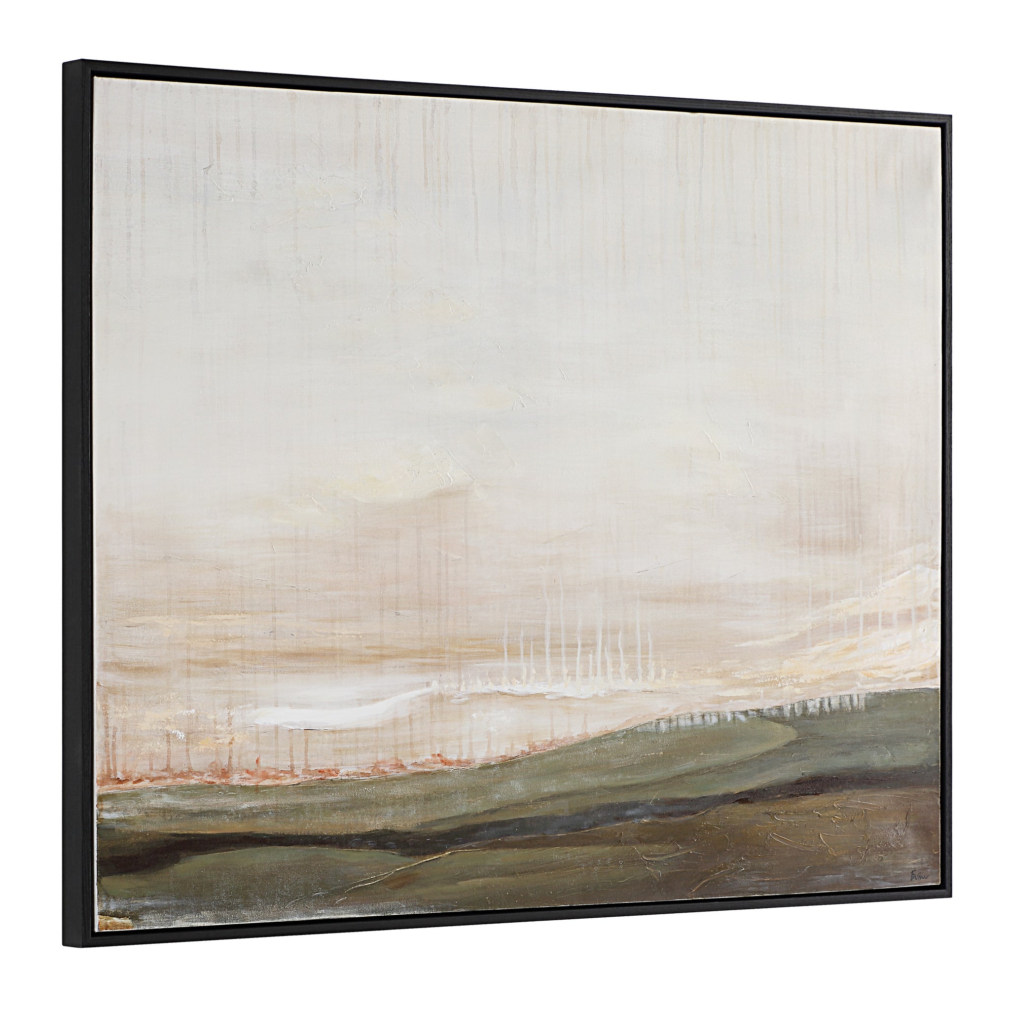 Mackay Canvas Art side view showing abstract landscape with light colors and black frame