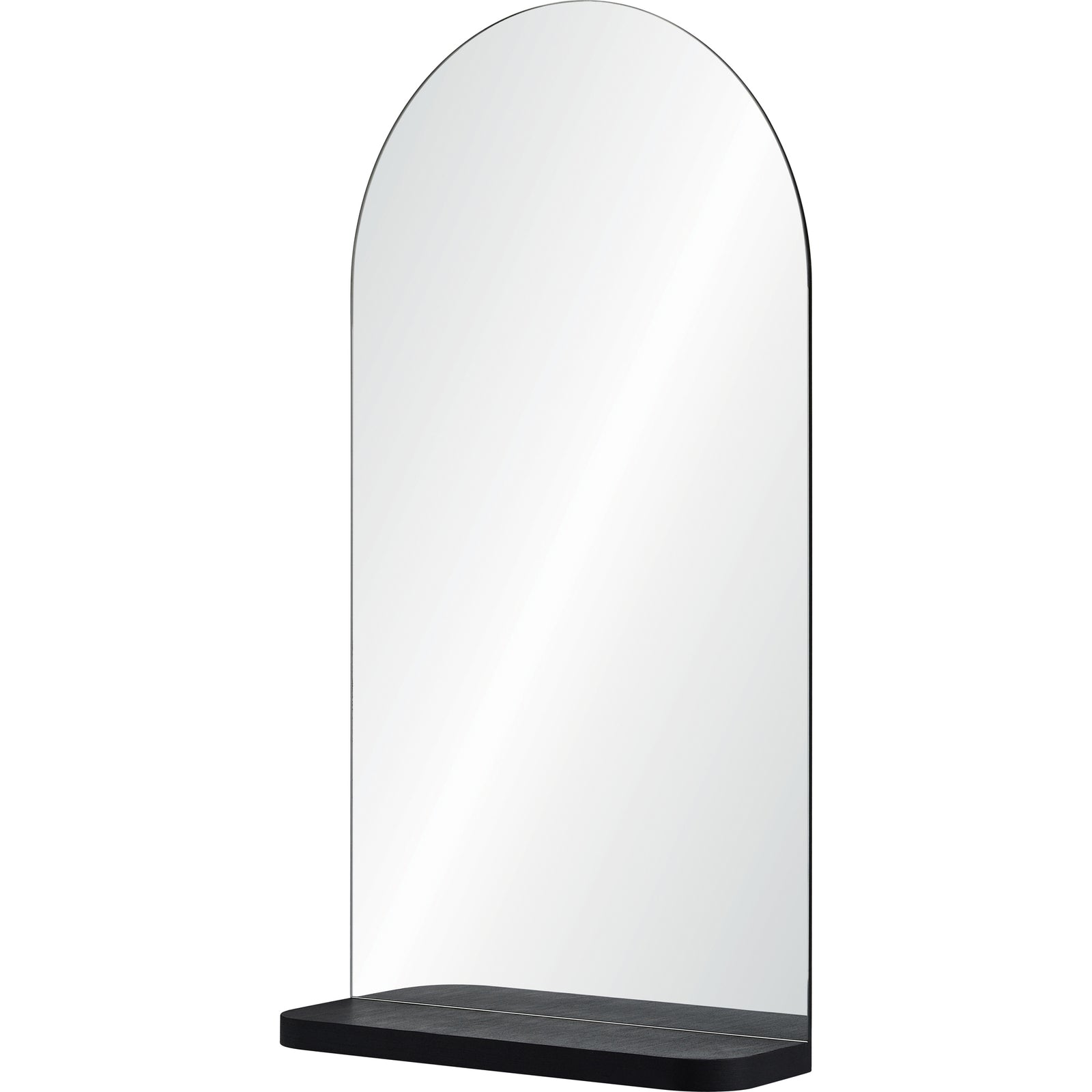 Lucila Wall Mirror with an arched top and black base, front view