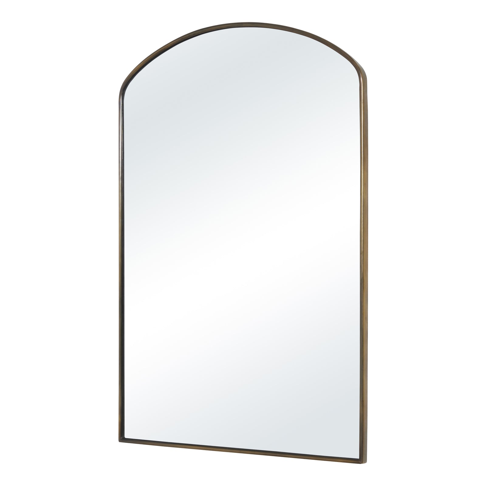 Clarisse mirror with an arched top, featuring a sleek bronze frame and a clear reflective surface.