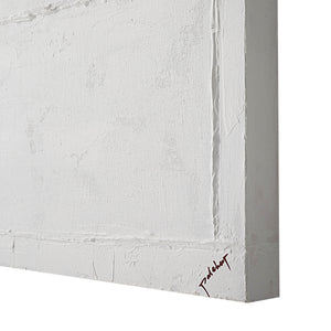 Medea Wall Art by Renwil, close-up of textured white canvas edge with signature