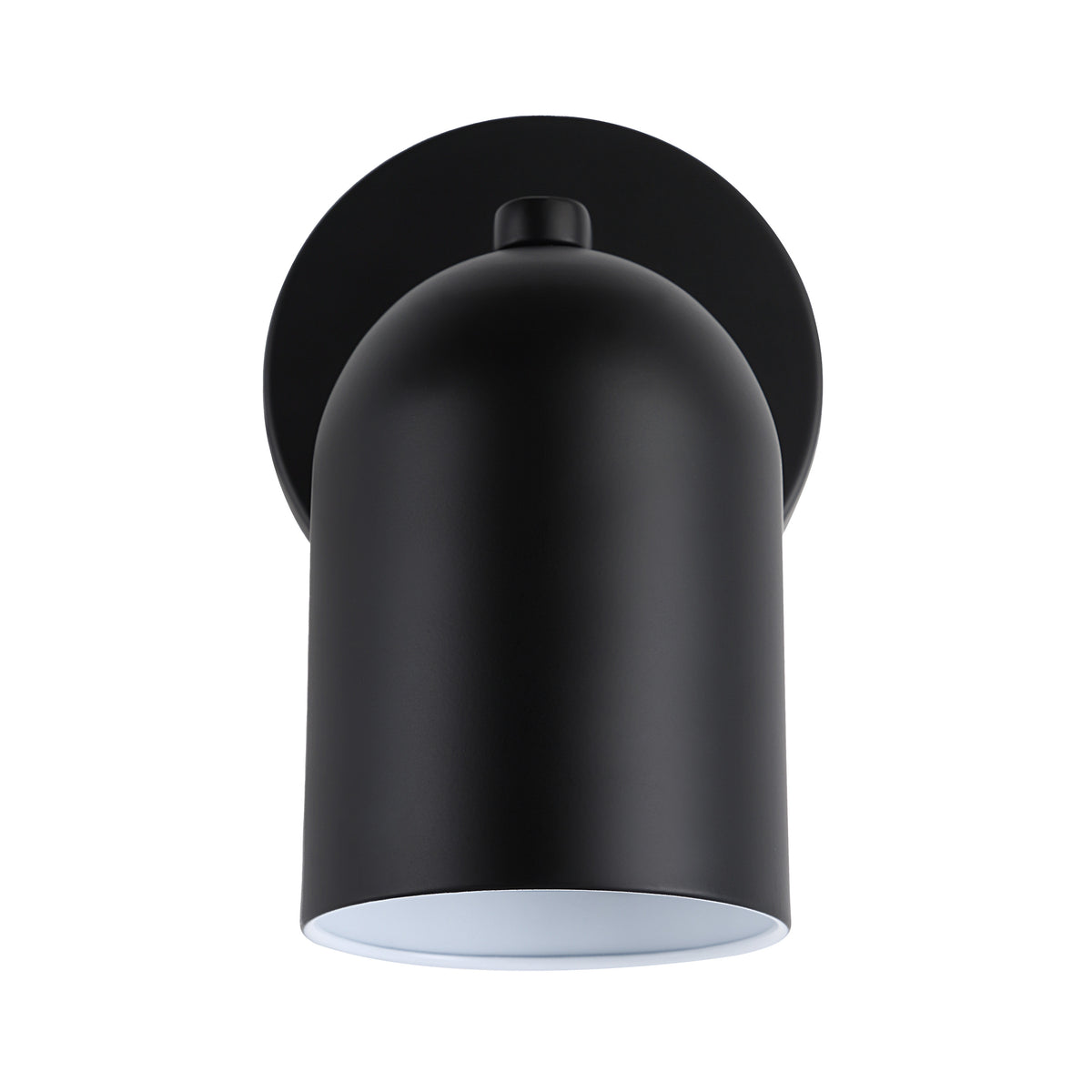 Valonia Wall Sconce in black with a rounded shade and white interior