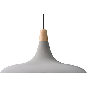 Top view of Viola-May Ceiling Fixture highlighting gray concrete and wooden details.