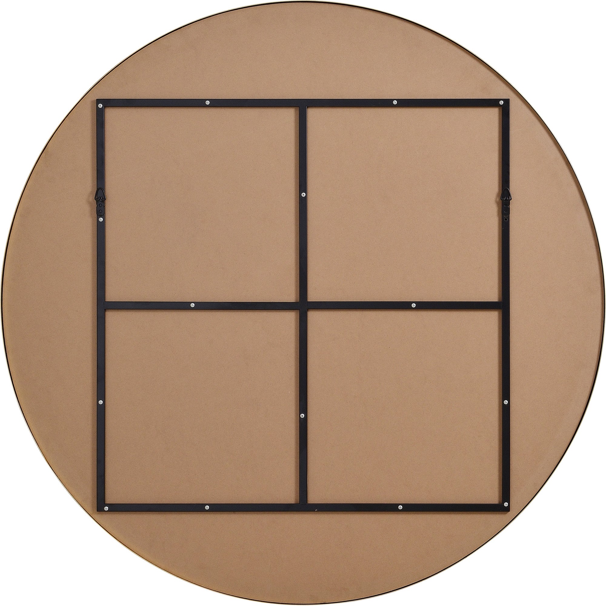 Fragoso Wall Mirror back view showing a sturdy black frame and mounting hardware.